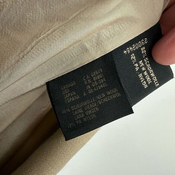 Escada by Margaretha Ley Tan Wool Blend Long Line 5 Button Collarless High Neck - Picture 5 of 9